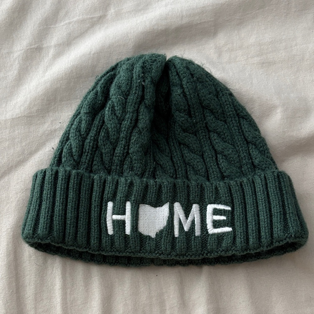 Green Cable Knit Beanie